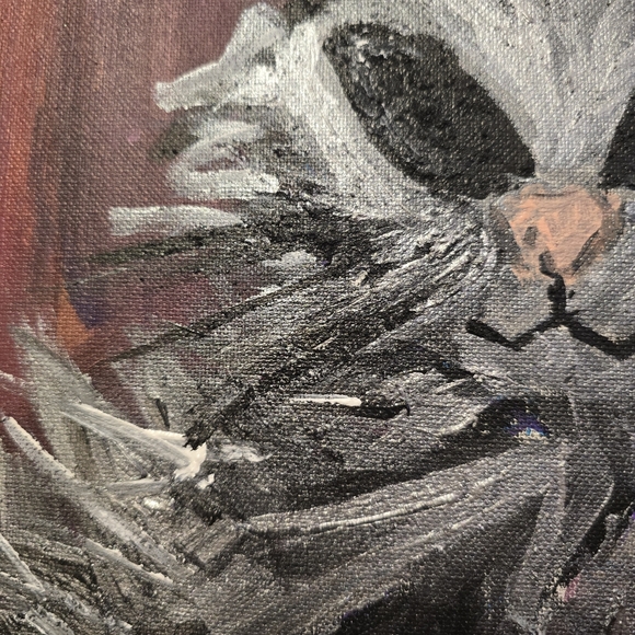 HANDCRAFTED Abstract Cat Painting HANDPAINTED Alien Artwork HANDMADE Wall Decor - Picture 7 of 17